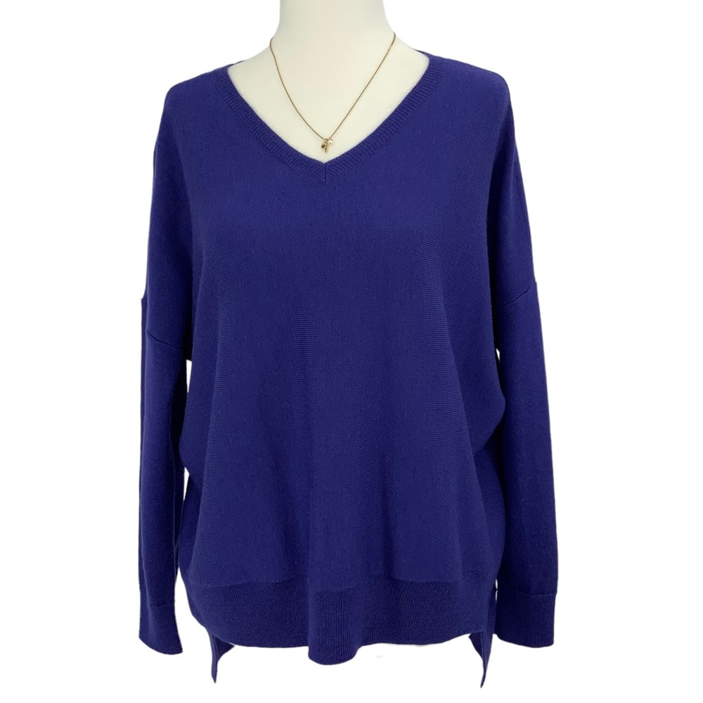 Eileen Fisher Petite Heathered Purple Merino Wool Sweater D1